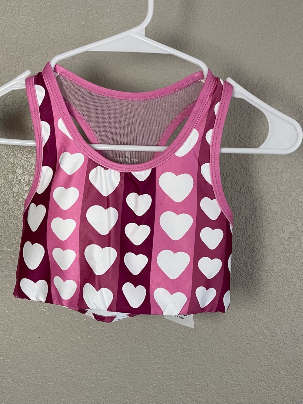 Pink & Magenta Heart Print Sports Bra
